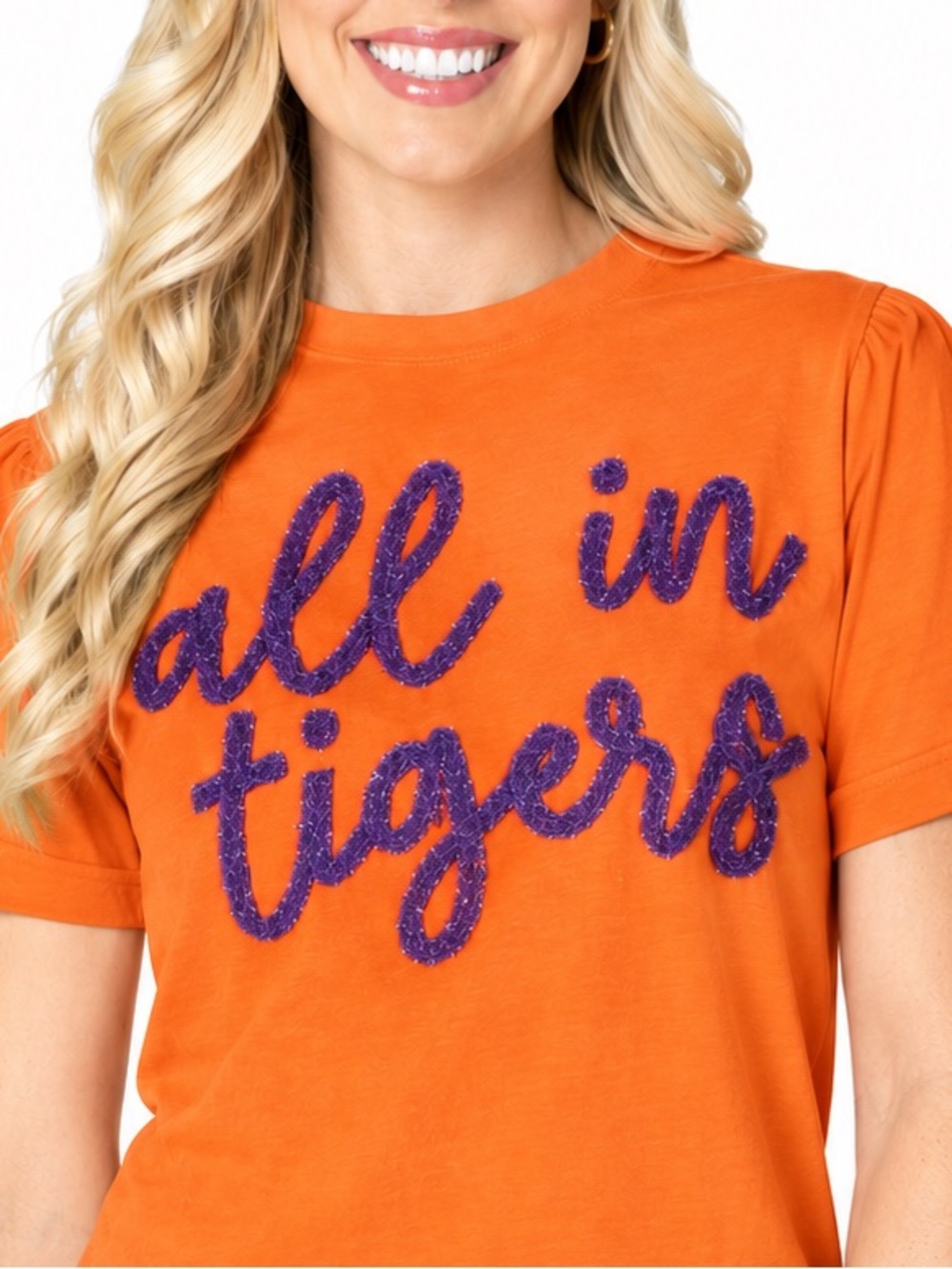 NWT Glitter Script All in Tigers Top
